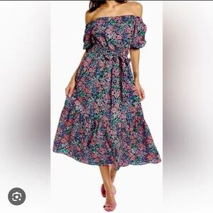 Lilly Pulitzer sea life Off-Shoulder Midi Dress